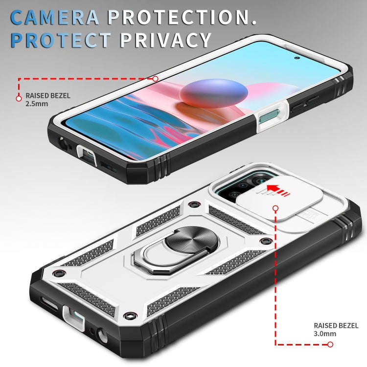For Xiaomi Redmi Note 10 Sliding Camera Cover TPU + PC Phone Case(White+Black)
