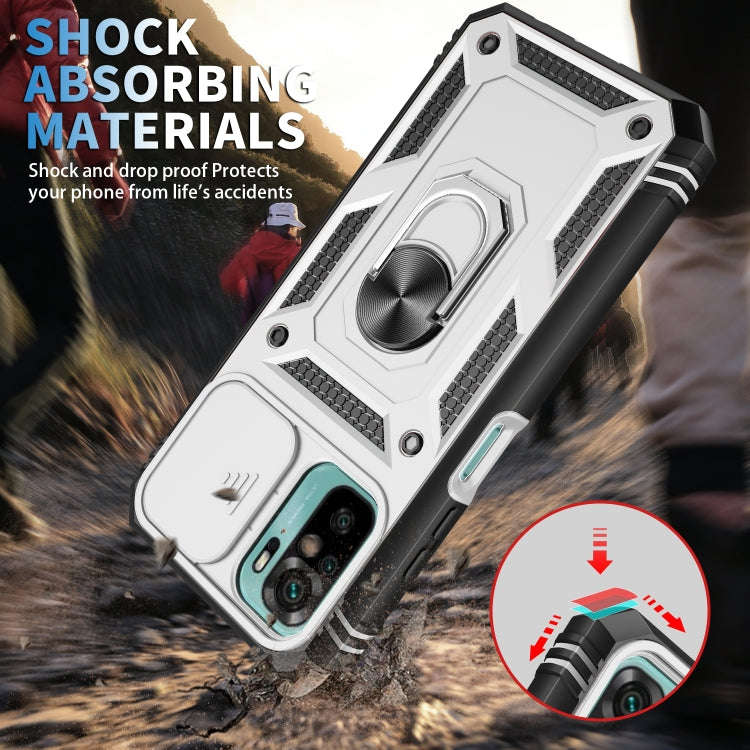 For Xiaomi Redmi Note 10 Sliding Camera Cover TPU + PC Phone Case(White+Black)