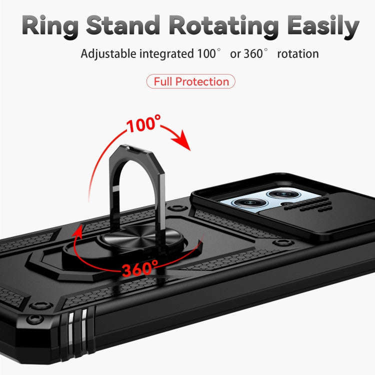 For Xiaomi Redmi Note 11T Pro Sliding Camshield Holder Phone Case(Black)