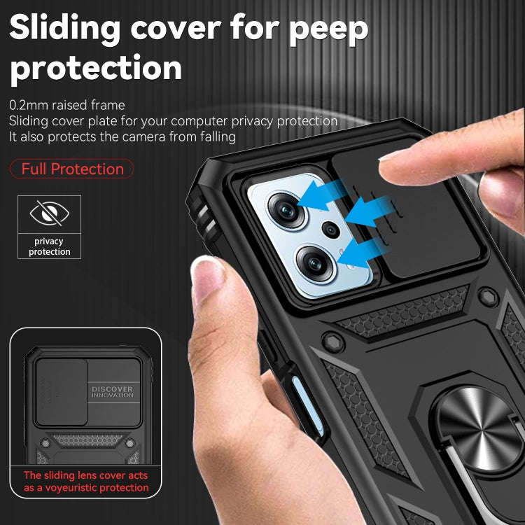 For Xiaomi Redmi Note 11T Pro Sliding Camshield Holder Phone Case(Black)