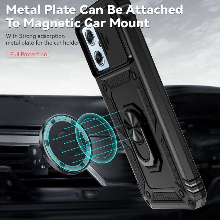 For Xiaomi Redmi Note 11T Pro Sliding Camshield Holder Phone Case(Black)