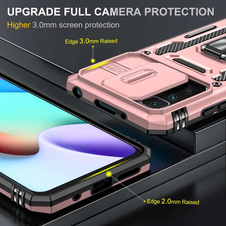 For Xiaomi Redmi 10 Armor PC + TPU Camera Shield Phone Case(Rose Gold)
