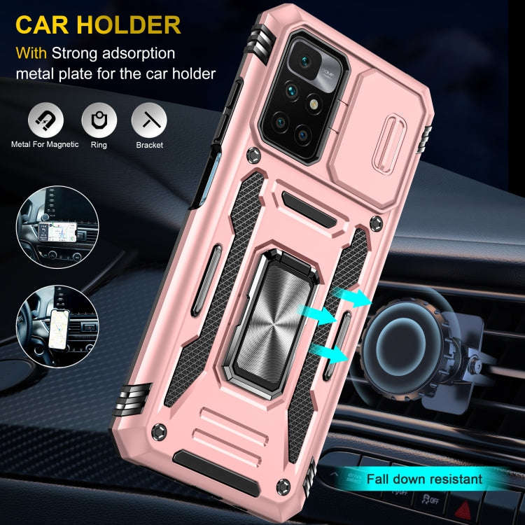 For Xiaomi Redmi 10 Armor PC + TPU Camera Shield Phone Case(Rose Gold)