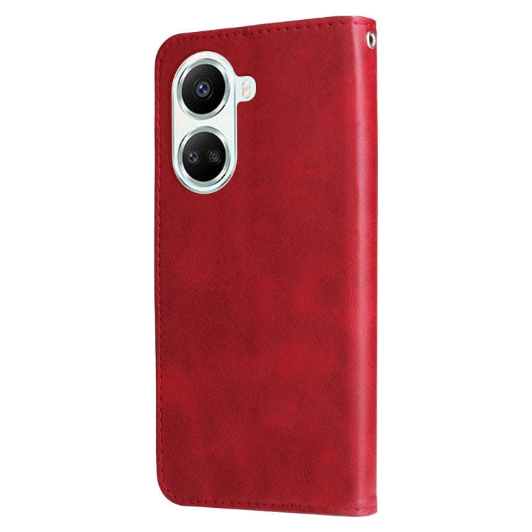 For Huawei nova 10 SE Calf Texture Zipper Leather Phone Case(Red)