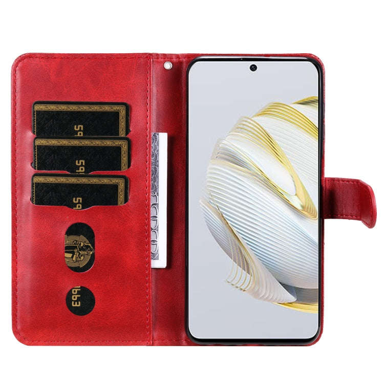 For Huawei nova 10 SE Calf Texture Zipper Leather Phone Case(Red)