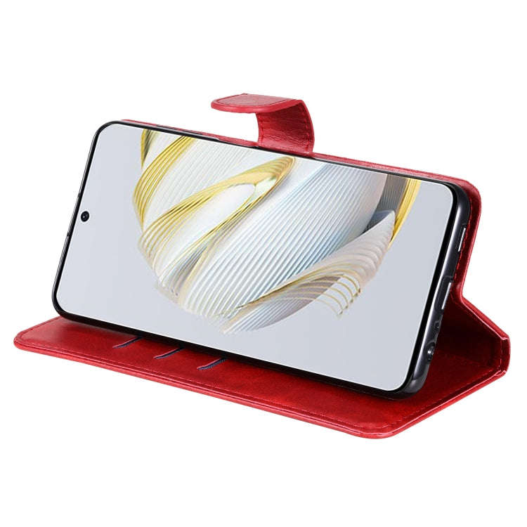 For Huawei nova 10 SE Calf Texture Zipper Leather Phone Case(Red)