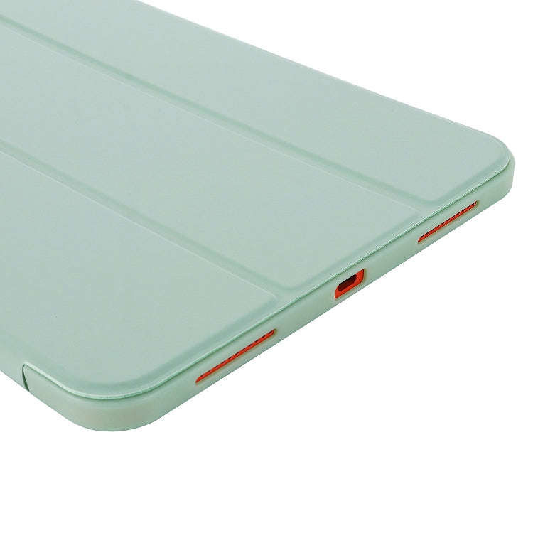 For iPad 2025 / 2022 Tri-fold Holder Tablet Leather Case(Matcha Green)