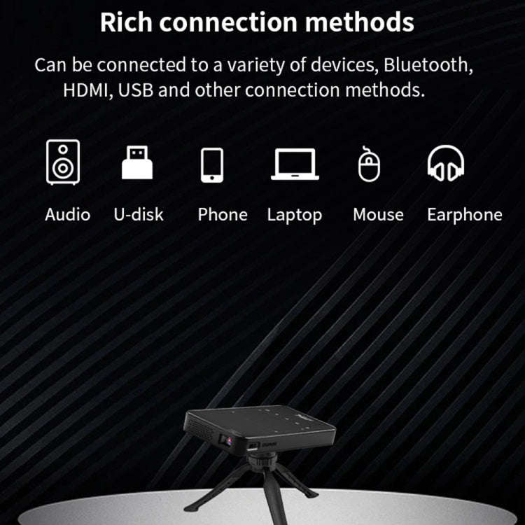 S90 DLP Android 9.0 1GB+8GB 4K Mini WiFi Smart Projector, Power Plug:UK Plug(White)