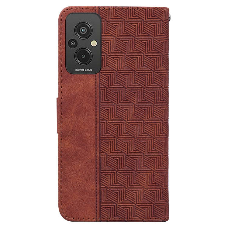 For Xiaomi Redmi 11 Prime 4G Geometric Embossed Leather Phone Case(Brown)