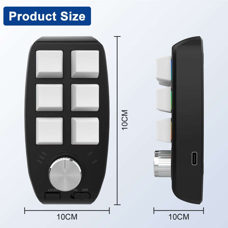 USB Wired RGB Custom Mechanical Keyboard 6 Keys 1 Knob Programming Gaming Keypad(White)