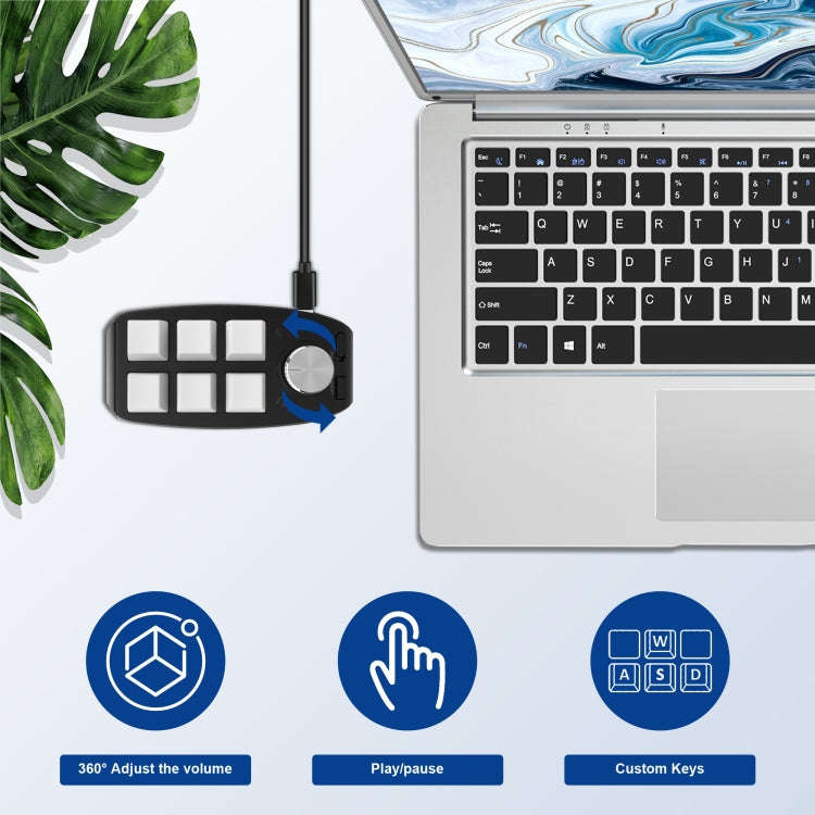 Bluetooth Wireless RGB Custom Mechanical Keyboard 6 Keys 1 Knob Programming Gaming Keypad(White)