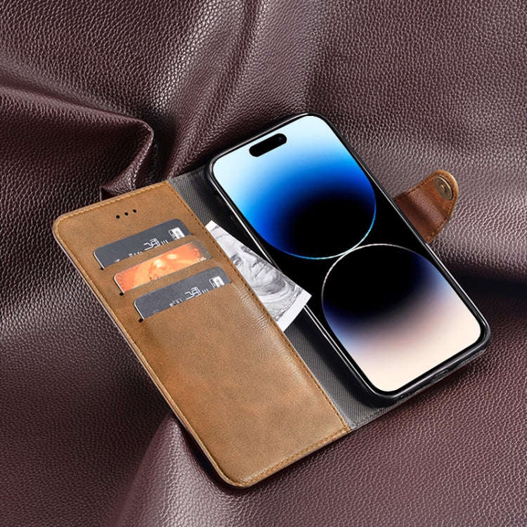 For Huawei nova Y61 4G idewei Retro Texture Leather Phone Case(Khaki)