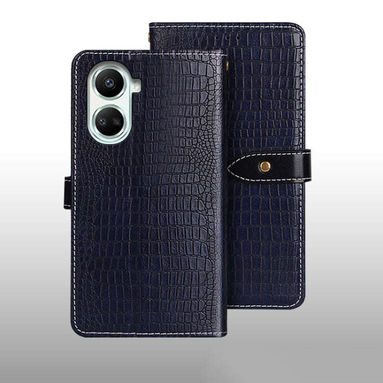 For Huawei nova 10 SE idewei Crocodile Texture Leather Phone Case(Dark Blue)