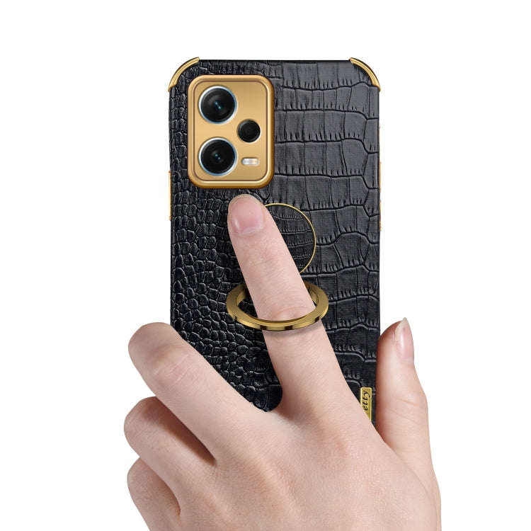 For Xiaomi Redmi Note 12 Pro+ China 6D Electroplating Crocodile Texture Phone Case With Holder(Wh...