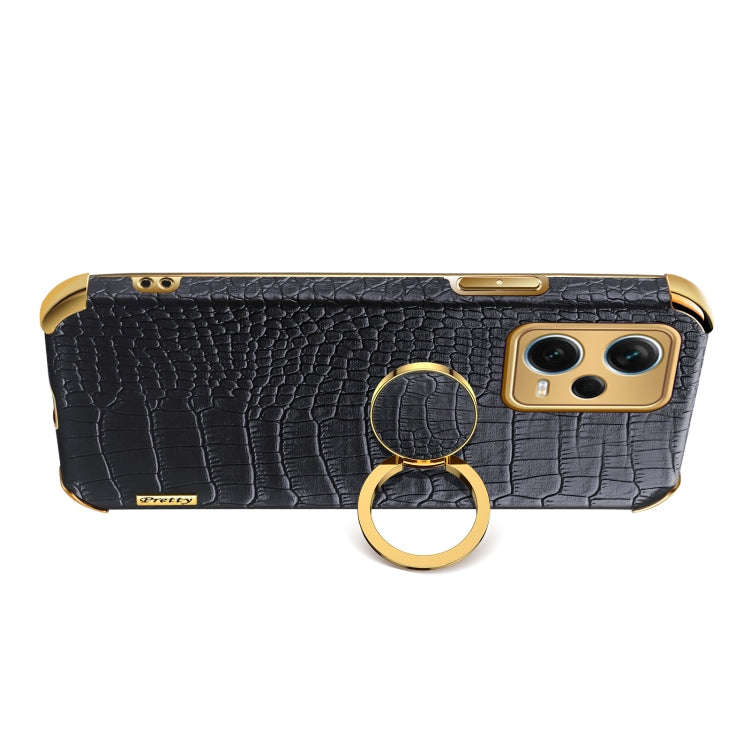 For Xiaomi Redmi Note 12 Pro+ China 6D Electroplating Crocodile Texture Phone Case With Holder(Wh...
