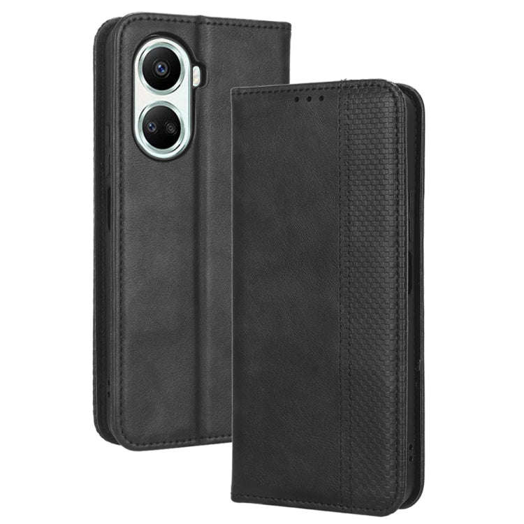 For Huawei nova 10 SE Magnetic Buckle Retro Texture Leather Phone Case(Black)