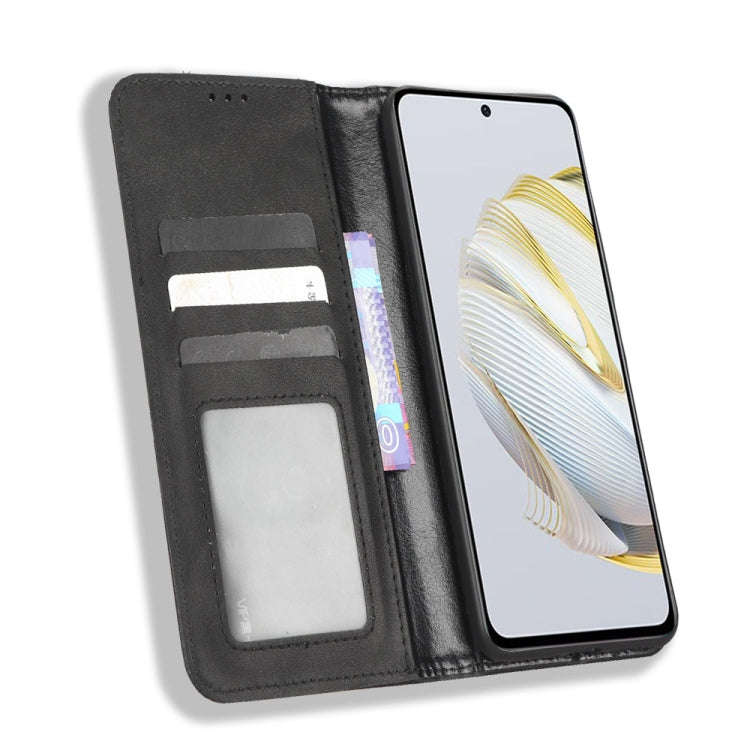 For Huawei nova 10 SE Magnetic Buckle Retro Texture Leather Phone Case(Black)