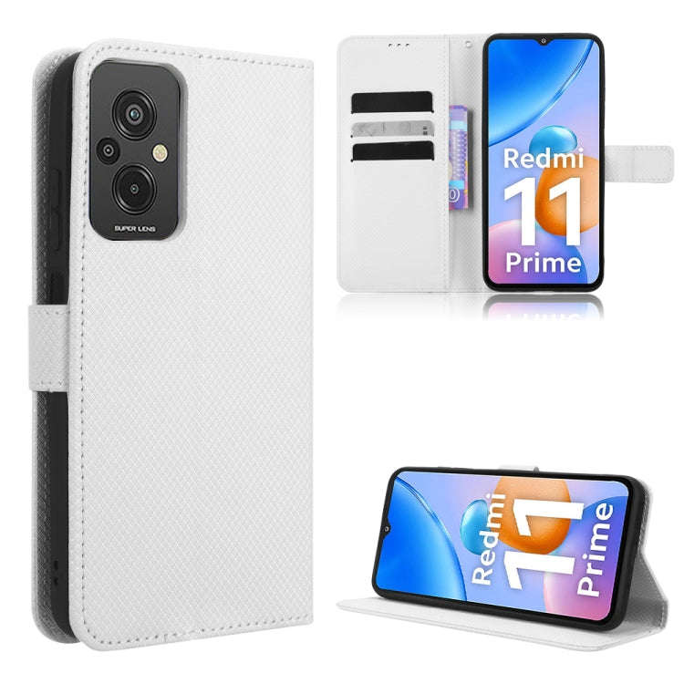 For Xiaomi Redmi 11 Prime 4G Diamond Texture Leather Phone Case(White)