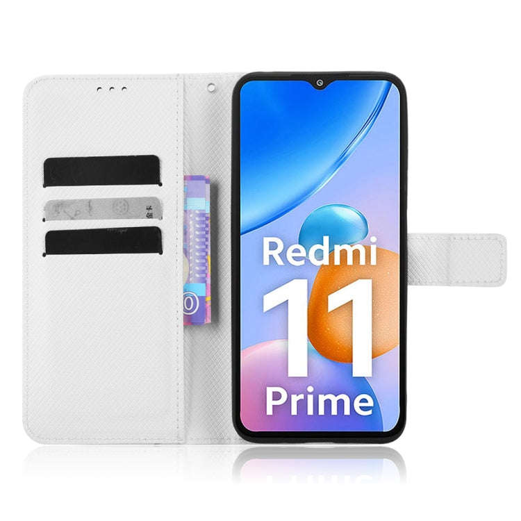 For Xiaomi Redmi 11 Prime 4G Diamond Texture Leather Phone Case(White)