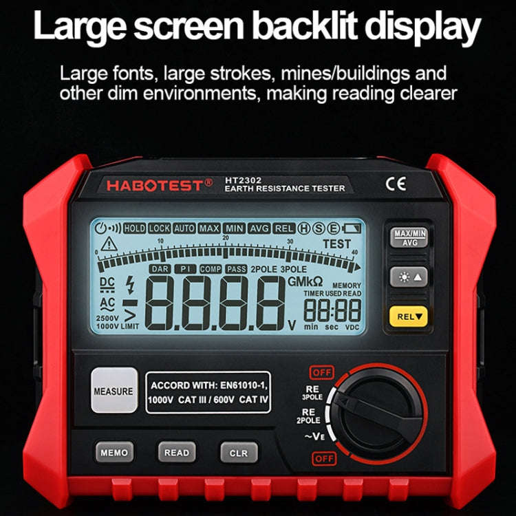 HABOTEST HT2302 Multifunctional Digital Display Grounding Resistance Tester