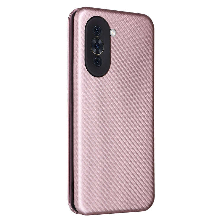 For Huawei nova 10 Carbon Fiber Texture Flip Leather Phone Case(Pink)