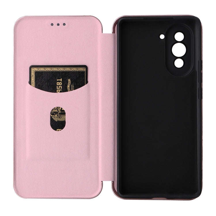 For Huawei nova 10 Carbon Fiber Texture Flip Leather Phone Case(Pink)