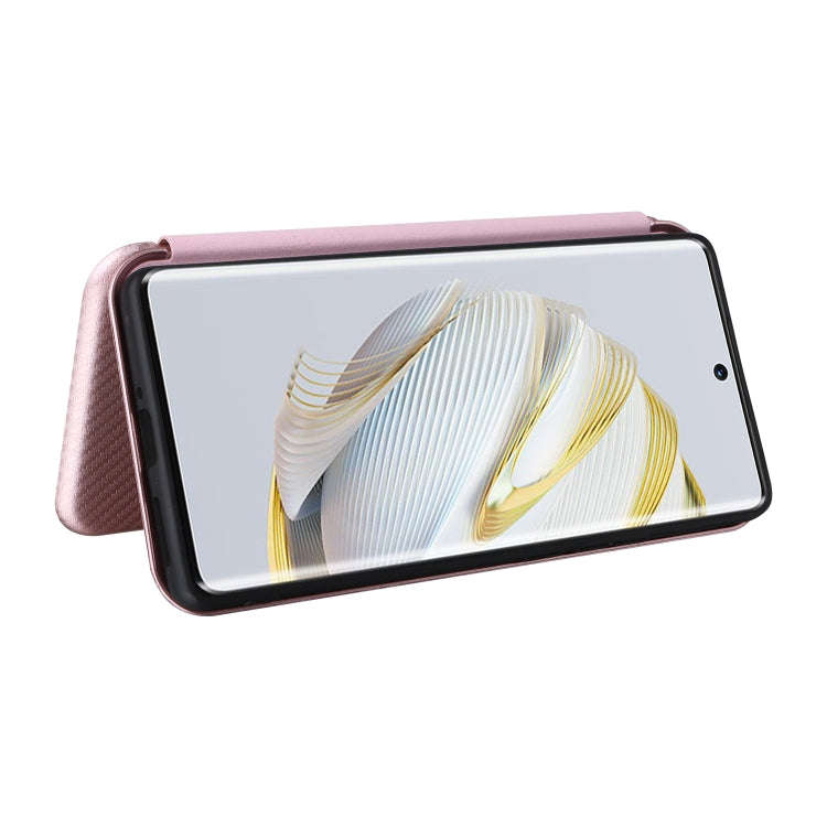 For Huawei nova 10 Carbon Fiber Texture Flip Leather Phone Case(Pink)