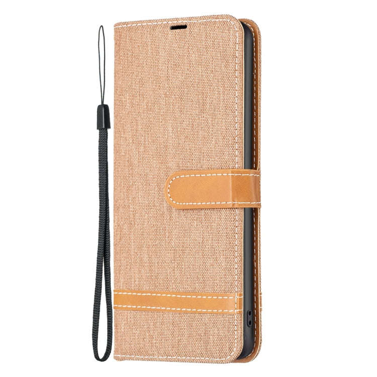For Xiaomi Redmi Note 12 Pro Global Color Block Denim Texture Leather Phone Case(Brown)
