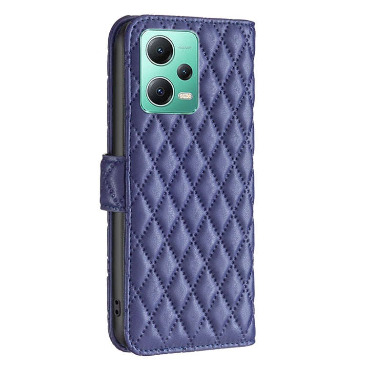 For Xiaomi Redmi Note 12 Global Diamond Lattice Wallet Leather Flip Phone Case(Blue)