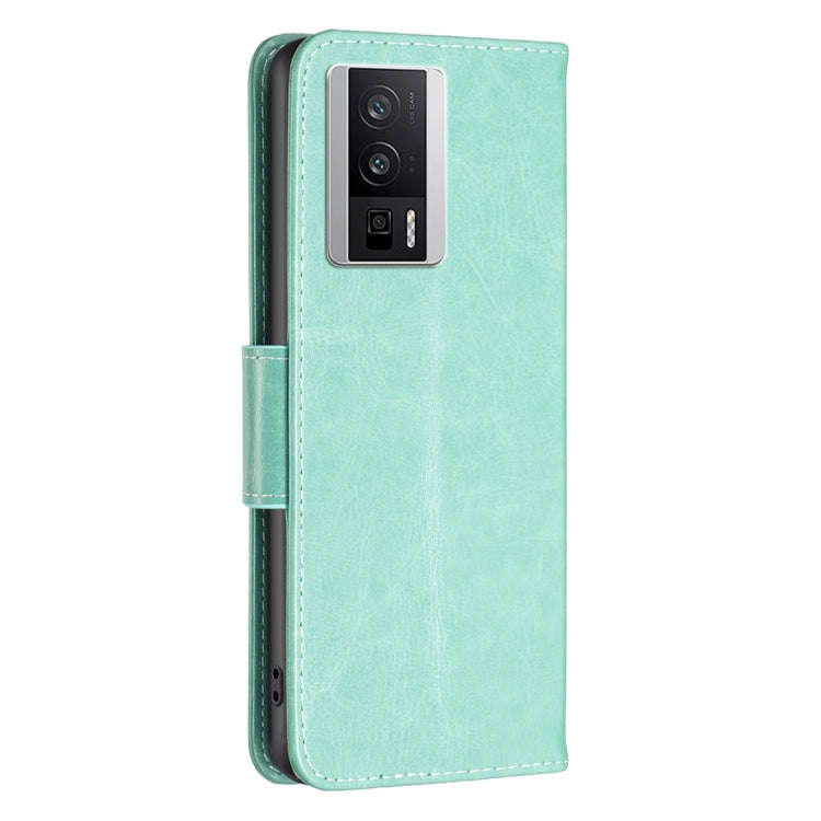 For Xiaomi Redmi K60 / K60 Pro Embossing Two Butterflies Pattern Leather Phone Case(Green)