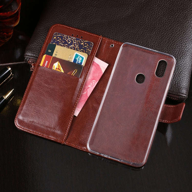 For Oukitel C15 Pro idewei  Crazy Horse Texture Horizontal Flip Leather Case with Holder & Card S...