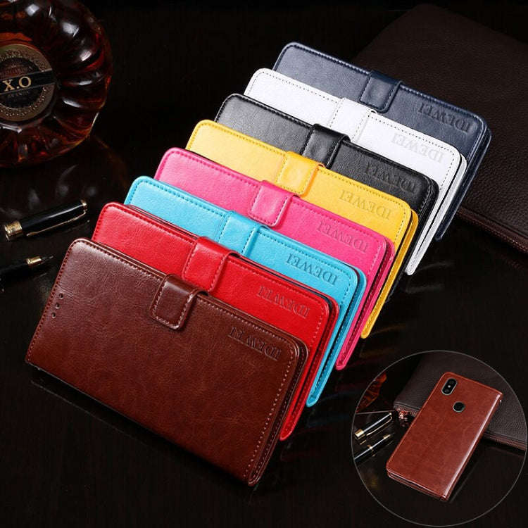 For Oukitel C15 Pro idewei  Crazy Horse Texture Horizontal Flip Leather Case with Holder & Card S...
