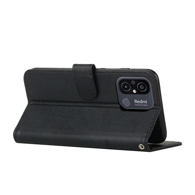 For Xiaomi Redmi 11A 4G Stitching Calf Texture Buckle Leather Phone Case(Black)