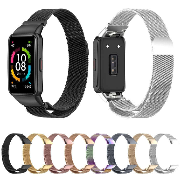 For Honor Band 7 Milan Magnetic Metal Watch Band(Black)