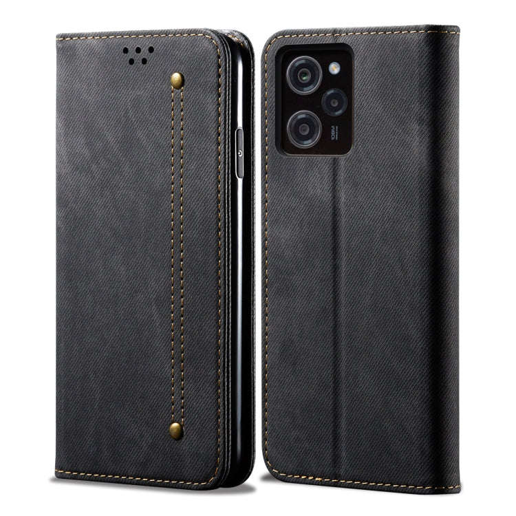 For Xiaomi Poco X5 Pro 5G / Redmi Note 12 Pro Speed Denim Texture Leather Phone Case(Black)