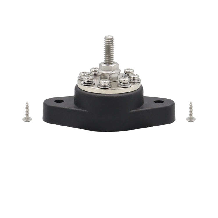 1/4 inch M6 RV Yacht 8-way Terminal Stud with 2 M5x20 Screws(Black)
