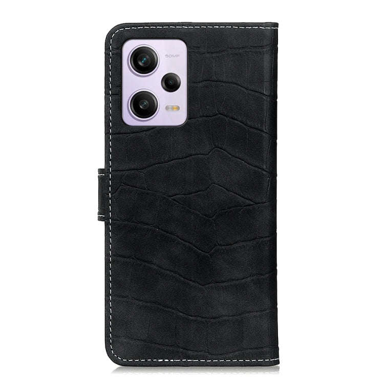 For Xiaomi Redmi Note 12 Pro+ 5G Crocodile Texture Flip Leather Phone Case(Black)