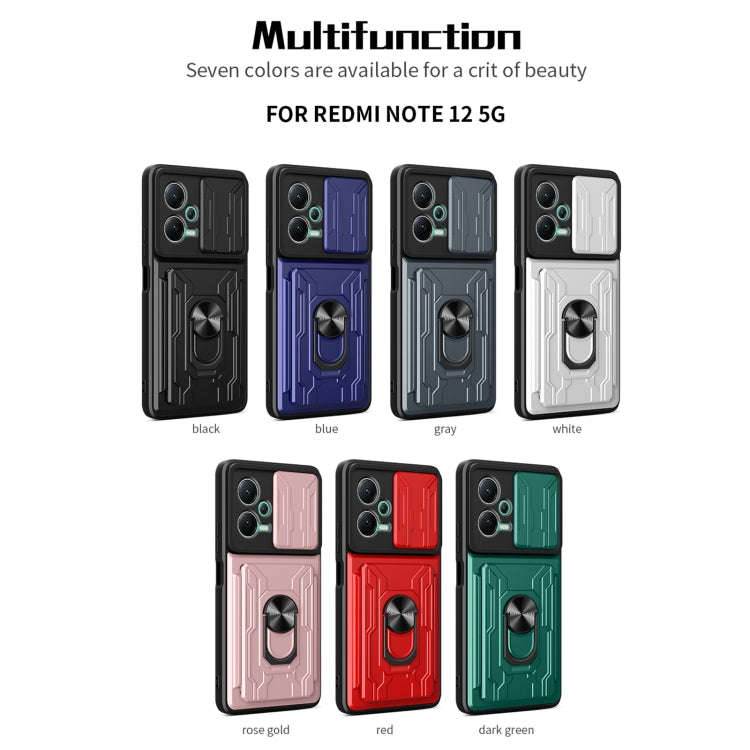 For Xiaomi Redmi Note 12 5G Sliding Camshield Card Phone Case(Blue)