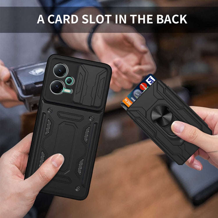 For Xiaomi Redmi Note 12 5G Sliding Camshield Card Phone Case(Blue)