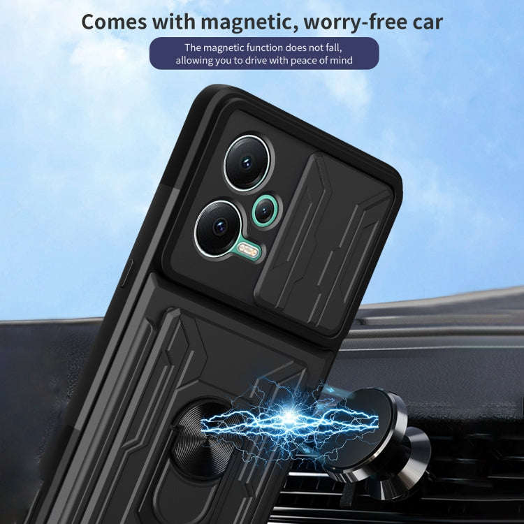 For Xiaomi Redmi Note 12 5G Sliding Camshield Card Phone Case(Blue)