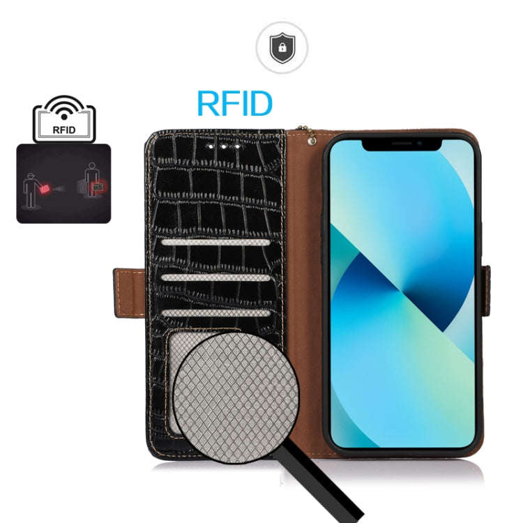 For Xiaomi Redmi 12C / 11A Crocodile Top Layer Cowhide Leather Phone Case(Black)
