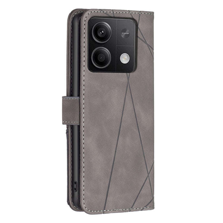 For Xiaomi Redmi Note 13 Magnetic Buckle Rhombus Texture Leather Phone Case(Grey)