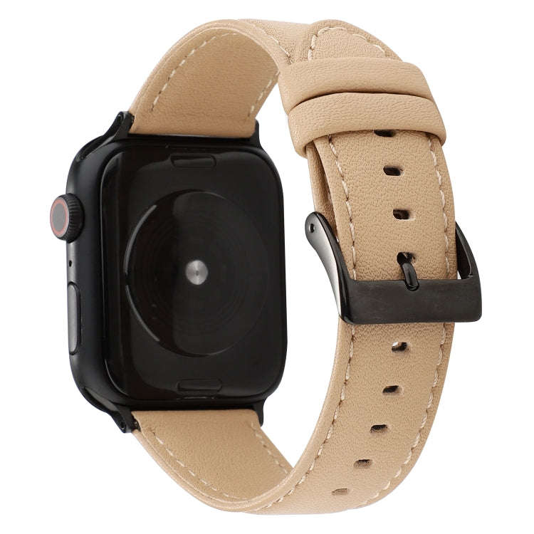 For Apple Watch Series 7 45mm / 6 & SE & 5 & 4 44mm / 3 & 2 & 1 42mm Cowhide Texture Leather Watc...