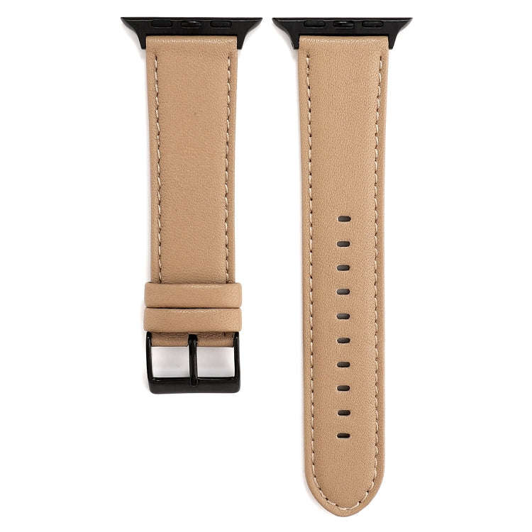 For Apple Watch Series 7 45mm / 6 & SE & 5 & 4 44mm / 3 & 2 & 1 42mm Cowhide Texture Leather Watc...