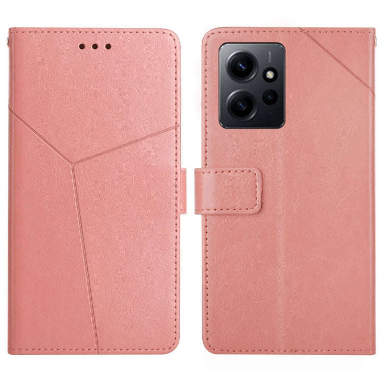 For Xiaomi Redmi Note 12 4G Global HT01 Y-shaped Pattern Flip Leather Phone Case(Pink)