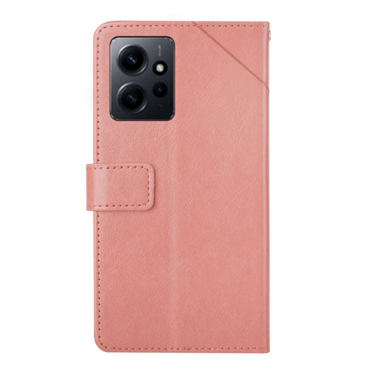 For Xiaomi Redmi Note 12 4G Global HT01 Y-shaped Pattern Flip Leather Phone Case(Pink)
