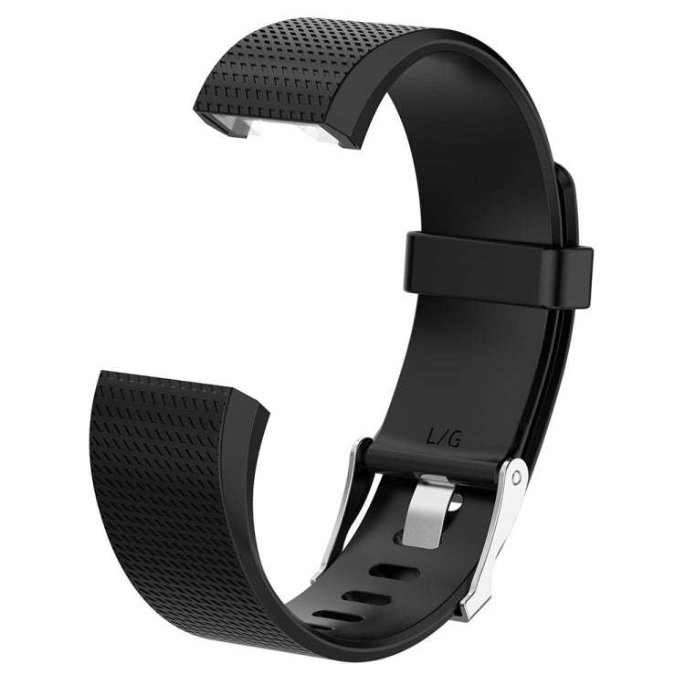 For Fitbit Charge 2 Common Texture Silicone  Watch Band with Buckle, Size:S(White)