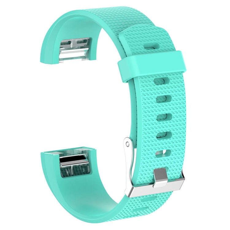 For Fitbit Charge 2 Common Texture Silicone  Watch Band with Buckle, Size:L(Lake Blue)