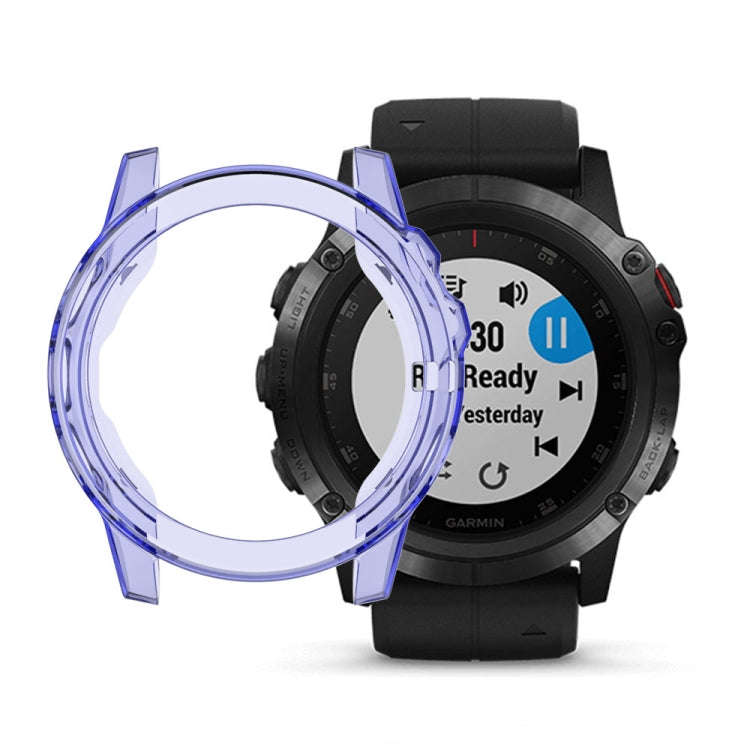 For Garmin Fenix 5X TPU Translucent Watch Case(Blue)