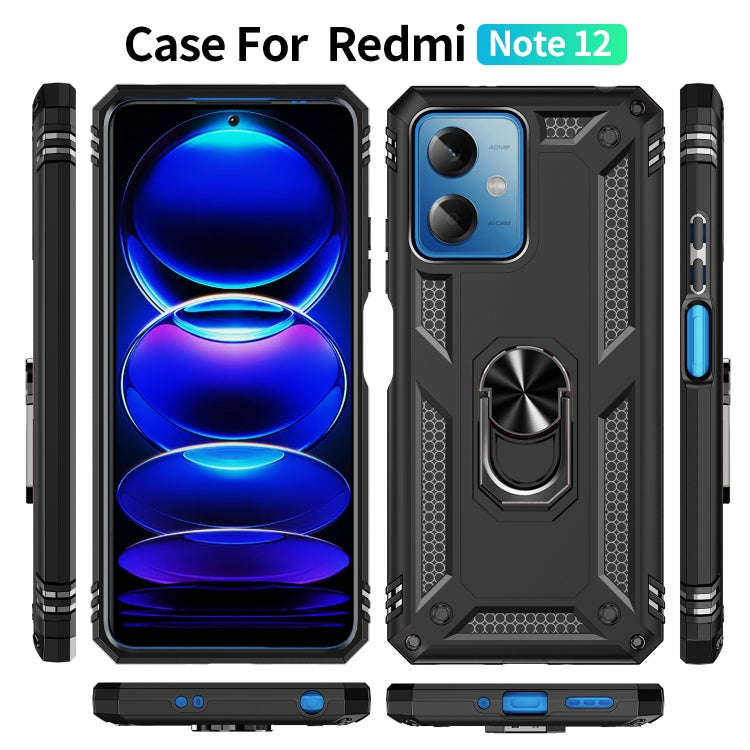 For Xiaomi Redmi Note 12 5G Global Shockproof TPU + PC Phone Case with Holder(Black)